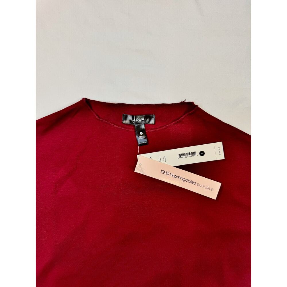 Aqua Ponte Sheath Mock Neck Cap Sleeve Mini Dress Burgundy Red Women’s Small - Picture 6 of 16